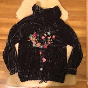 Johnny Was velvet embroidered hoodie